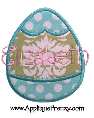 Banded Egg Applique Design-banded egg, easter, bunny, font, curly