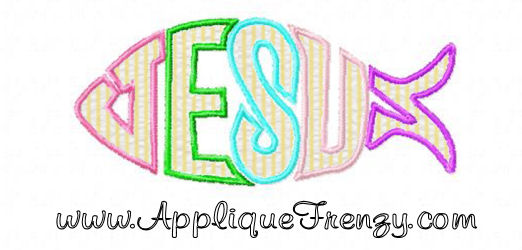 Jesus Fish Applique and Embroidery Design-jesus, christian, fish, religious, cross