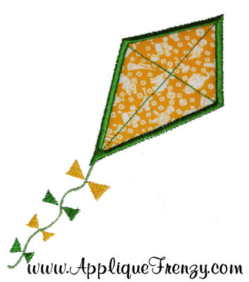 Kite Applique Design-KITE, SPRING, FLOWERS, 