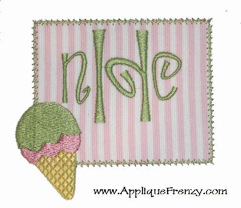 Ice Cream Cone Patch Applique Design-ice cream cone, sweets, summer, food