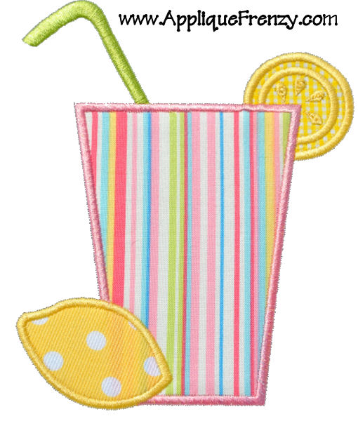 Lemonade Glass Applique Design-lemonade, sun, summer, cool, refresh