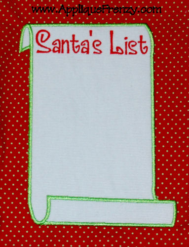 Santa's List Applique Design-santa, christmas, list