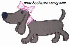 Girl Weiner Dog  Applique Design-dog, weiner , girl