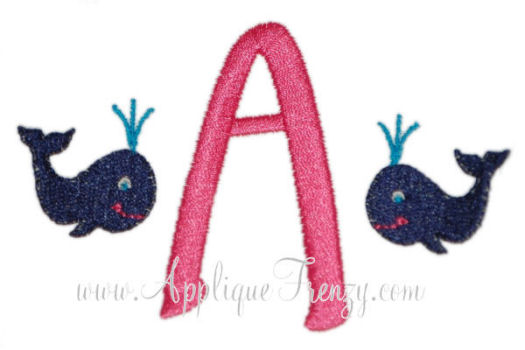 Whale Alphabet Embroidery Design-whale, font, summer, embroidery, monogram