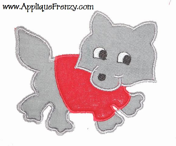 Wolf with Shirt Applique Design-nc state, state, north carolina, nc, wolf, wolf pack