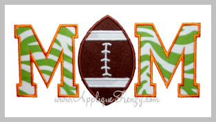 Football Mom Applique Design-