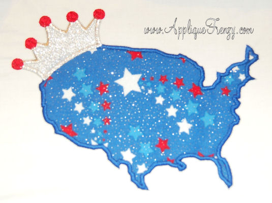 American Princess Outline Applique Design-american, usa, united states, fourth of july, july 4th, patriotic