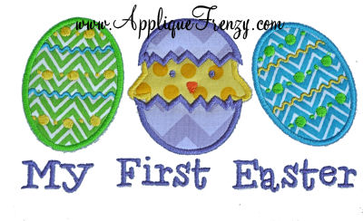 Baby Chick Egg Trio Applique Design-