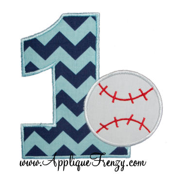 First Baseball Birthday Applique Design-