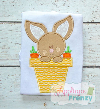Bunny in a Flower Pot Applique Design-