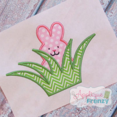 Bunny in Grass Applique Design-easter, bunny, rabit, jelly bean, rabbit