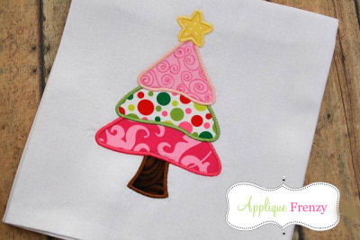 Layered Christmas Tree Applique Design-