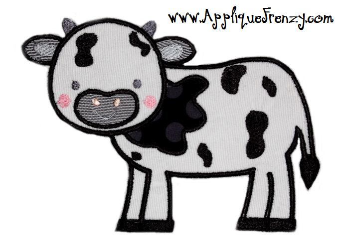 Cow Applique Design-cow, on the farm, farm, animals, barn