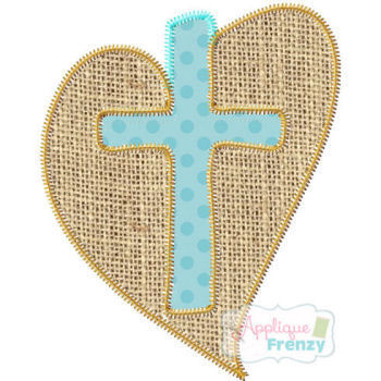 Cross Cut out of Heart Applique Design-heart, jesus, easter, cross, salvation, love, peace