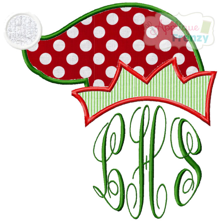 Elf Hat Applique Design-christmas, elf, hat, santa, mistle toe, evergreen, gifts, 