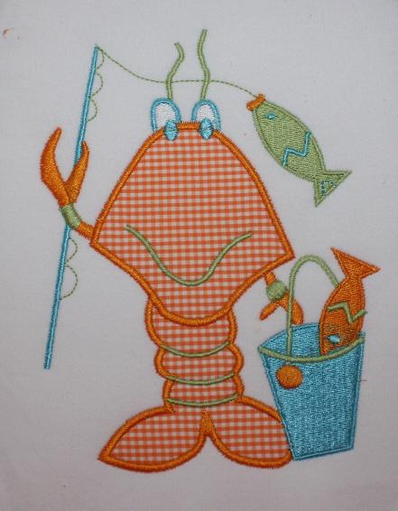 Fishing Lobster Applique Design-fishing, lobster, sea life