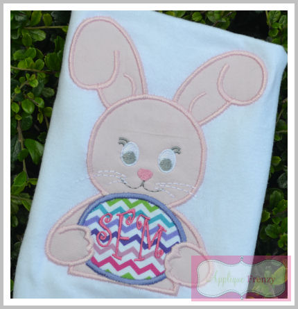 Floppy Ear Bunny with Egg Applique Design-