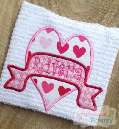 Heart with Banner Applique Design-