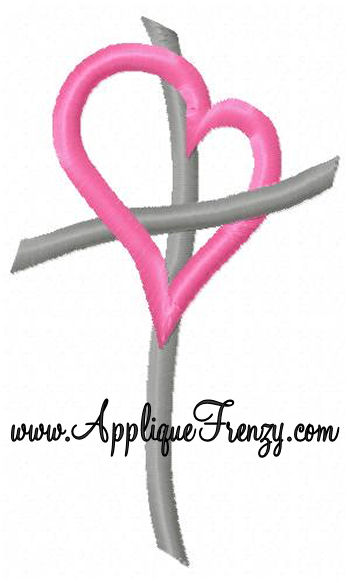 Heart With Cross Embroidery Design-