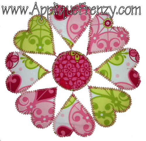 Heart Flower Applique Design-