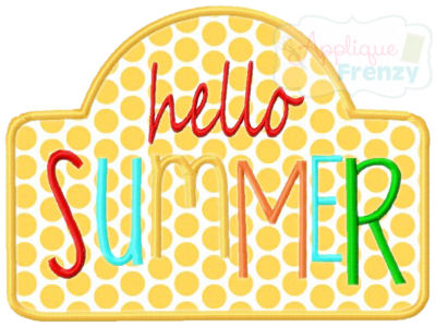 Hello Summer Applique Design-