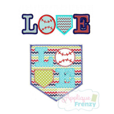 Love Baseball SET Applique Design-