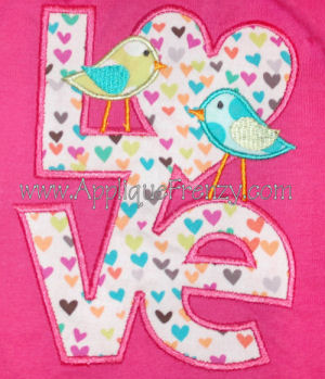LOVE Birds Applique Design-