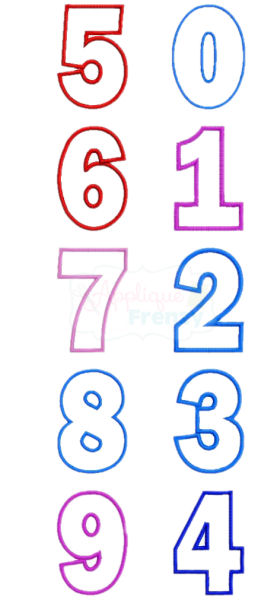 Numbers Set Applique Font-