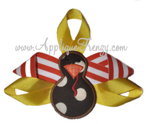 Ribbon Feather Turkey Applique Design-turkey, harvest, fall, pumpkin, 