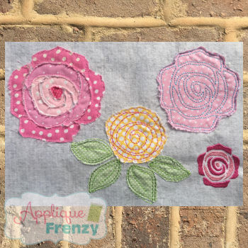 Whimsy Rose 2 Applique Design-rose, patchwork, flower, spring, new growth