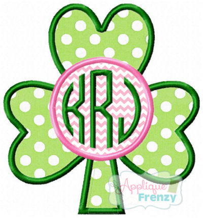 Shamrock with Circle Applique Design-st patricks day, shamrock, four leaf clover, march, baby, lucky, charm