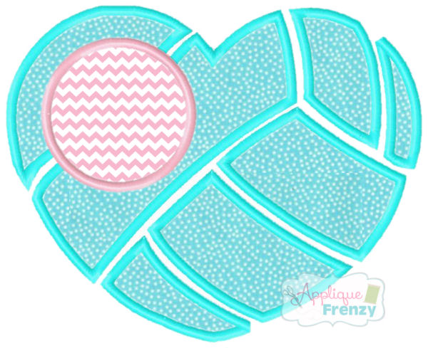 Volleyball Heart Applique Design-volleyball, sports, girl sports, love volleyball, vb