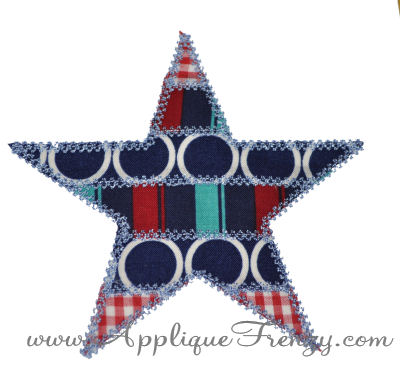 Patchwork Stripe Star Applique Design-