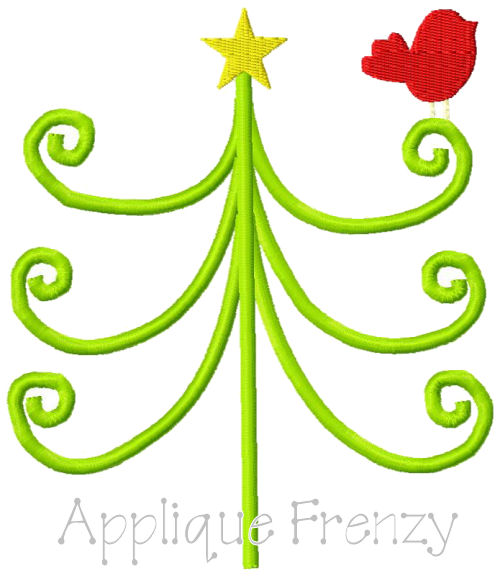Whimsical swirly Tree Embroidery Design-