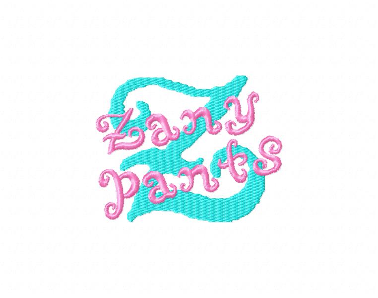 Zany Pants Embroidery Font-font, sunny font, sunny