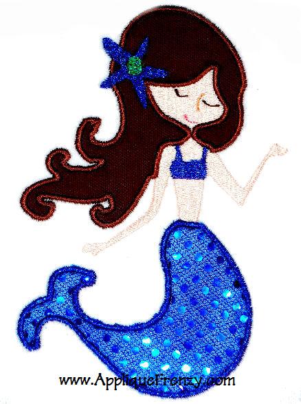 Mermaid Applique Design-mermaid, summer, sea, ocean, 
