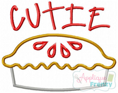 Pie..Cutie Pie Applique Design-fall, apple pie, pumpkin pie, cutie pie