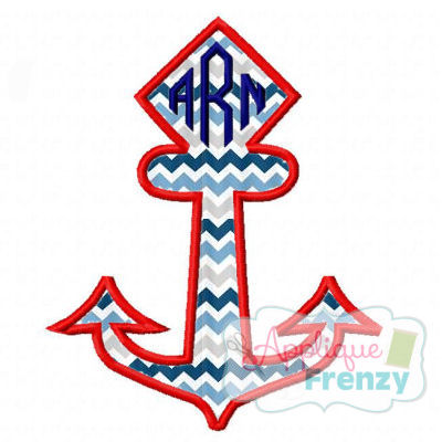 Diamond Top Anchor Applique Design-nautical, sea, beach, boat, sailboat, summer