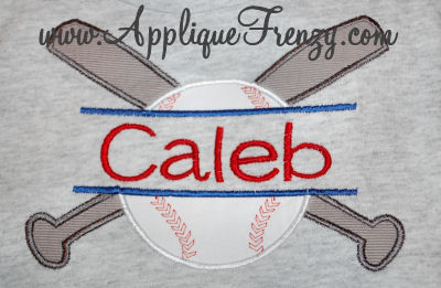 Bats and Baseball Name Applique Design-