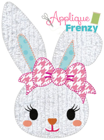 Bunny with a Bent Ear Applique Design-bunny, rabbit, easter, eggs, egg hunt, spring, flowers