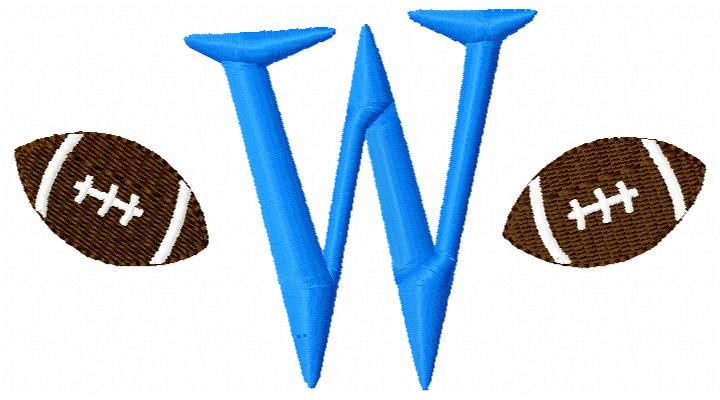 Double Football Mini Embroidery Design-football, monogram, initial, sports, boys