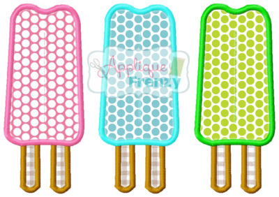 Popsicle Trio Applique Design-popsicle, summer, heat, beach