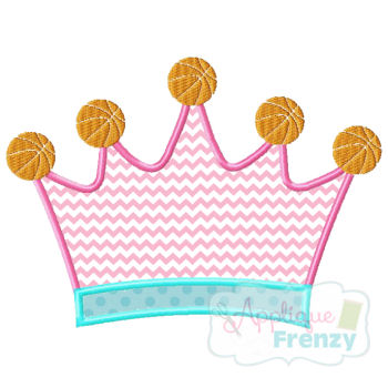 Queen of the Court-BASKETBALL Applique Design-basketball player, bball, queen of the court, basketball princess, sports crown, crown, basketball crown