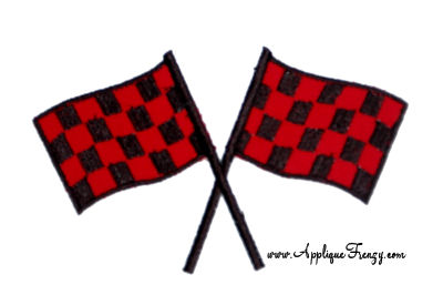 Crossed Racing Flags Applique Design-race, racing, flags, checker flags