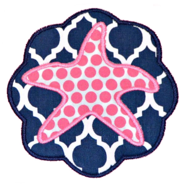 Starfish Circle Scallop Patch Applique Design-
