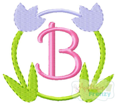 Tulip Circle Embroidery Design-tulip, spring, flowers, bunny, summer